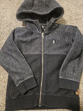 Volcom Kids Black Marled Zip-Up Hooded Jacket